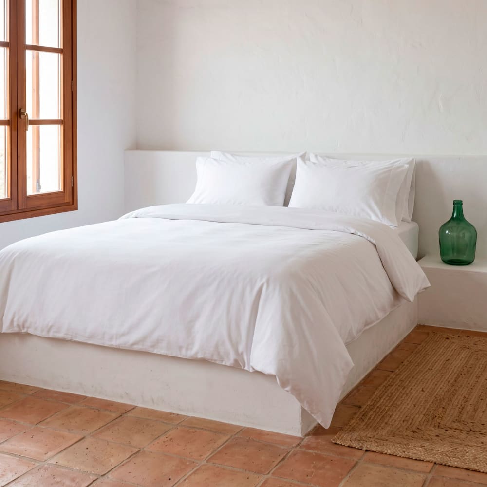 Gamusi Bettbezug-Set aus 100% Baumwolle, 3-Teilig 220x220cm Weiß style modern Weiß Baumwolle