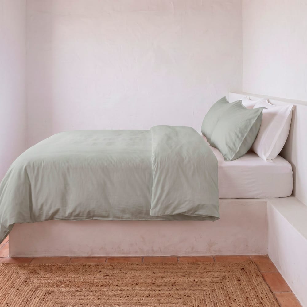 Housse de couette uni 100% coton aqua marine 180x220 cm + 1 taie — vue 3