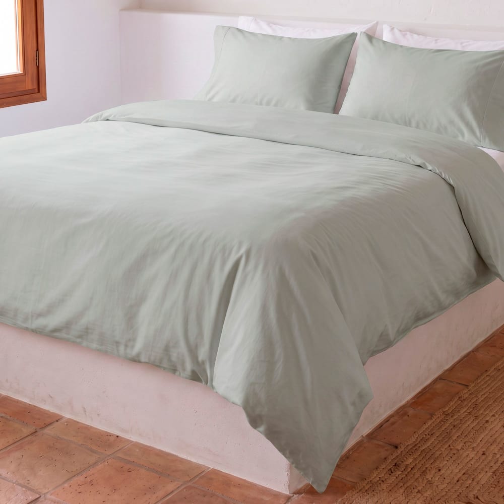 Housse de couette uni 100% coton aqua marine 180x220 cm + 1 taie — vue 4