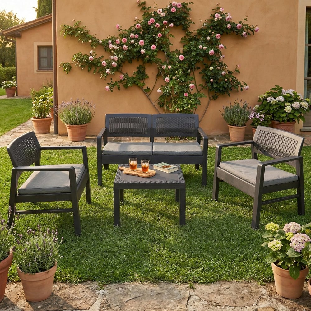 Set salon d'extérieur anthracite 63x58h74 cm - Maisons du Monde