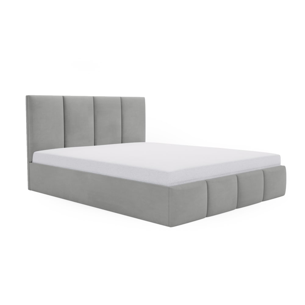 Fedve Polsterbett aus Velvet 160x200 cm, Hellgrau Silber Pes - Polyester