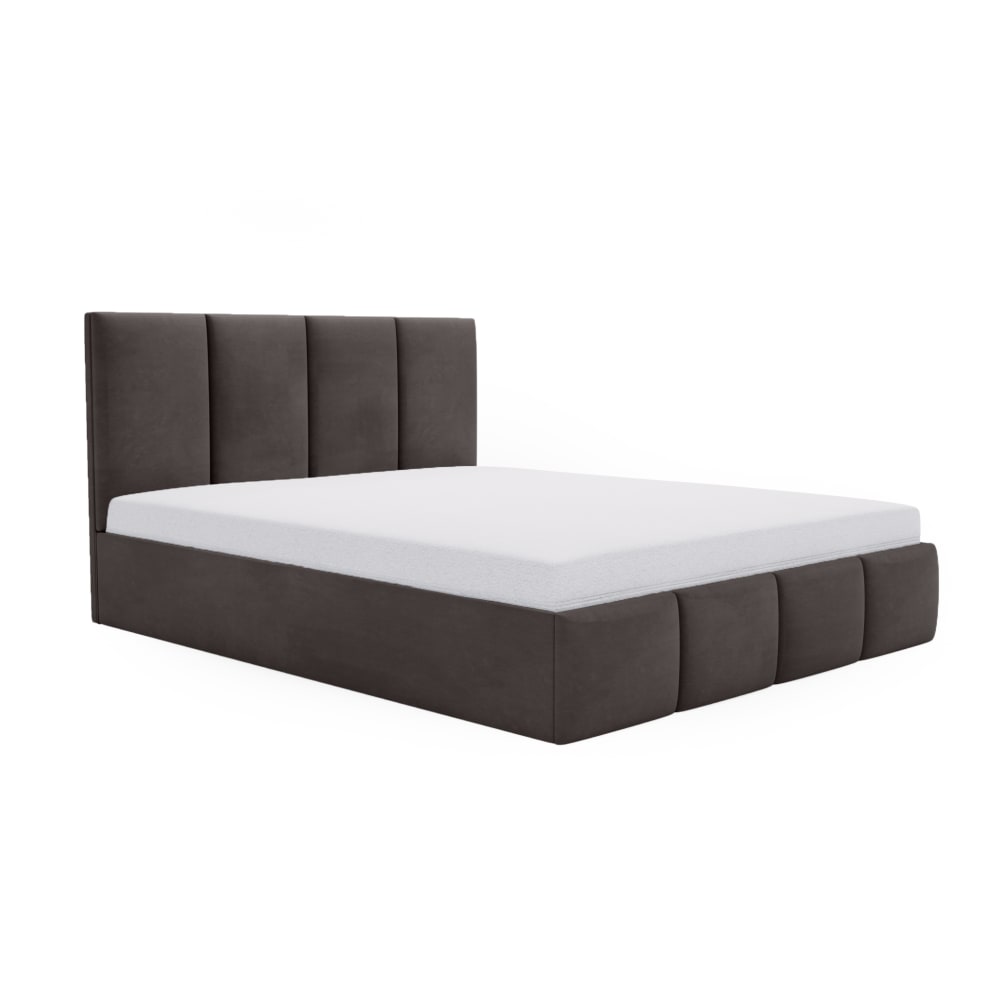 Fedve Polsterbett aus Velvet 180x200 cm, Dunkelgrau Taupe Pes - Polyester