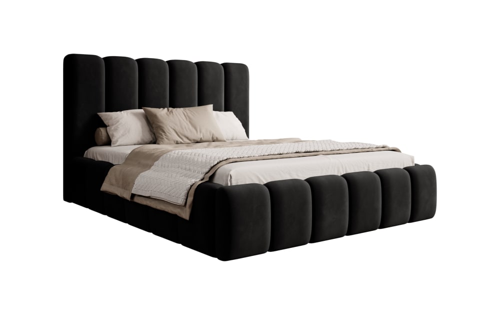 Fedve Polsterbett aus Velvet 140x200 cm, Schwarz Schwarz Pes - Polyester