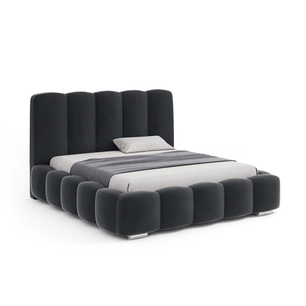 Lit doubles en velours 120x200 cm, gris foncé