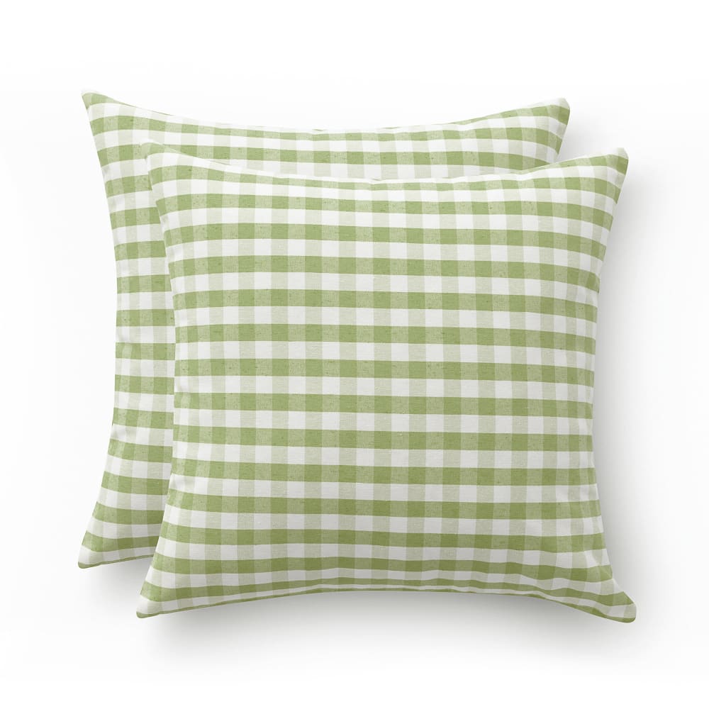 Lot 2 housse de coussin en coton à carreaux vert olive 45x45 cm