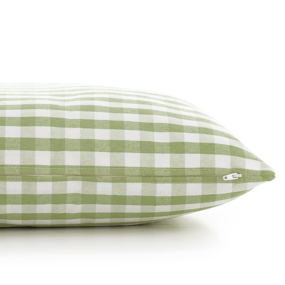 Lot 2 housse de coussin en coton à carreaux vert olive 45x45 cm — vue 3