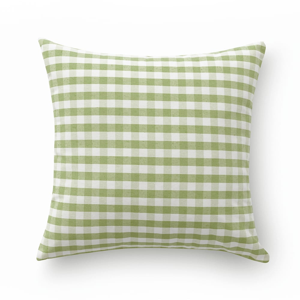 Lot 2 housse de coussin en coton à carreaux vert olive 45x45 cm — vue 4