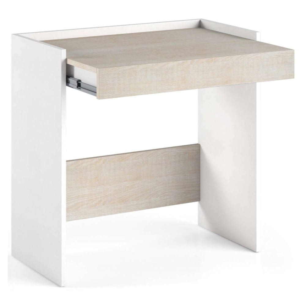Dmora Schreibtisch in weißer Holzoptik, Eiche 80x40h79 cm style modern - Holz