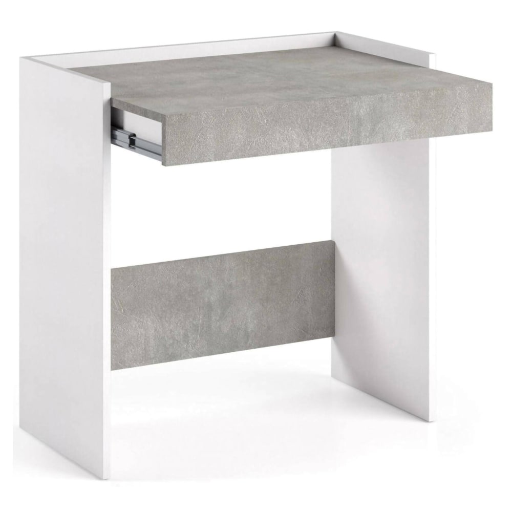 Dmora Schreibtisch in weißer Holzoptik, Beton 80x40h79 cm style modern - Holz