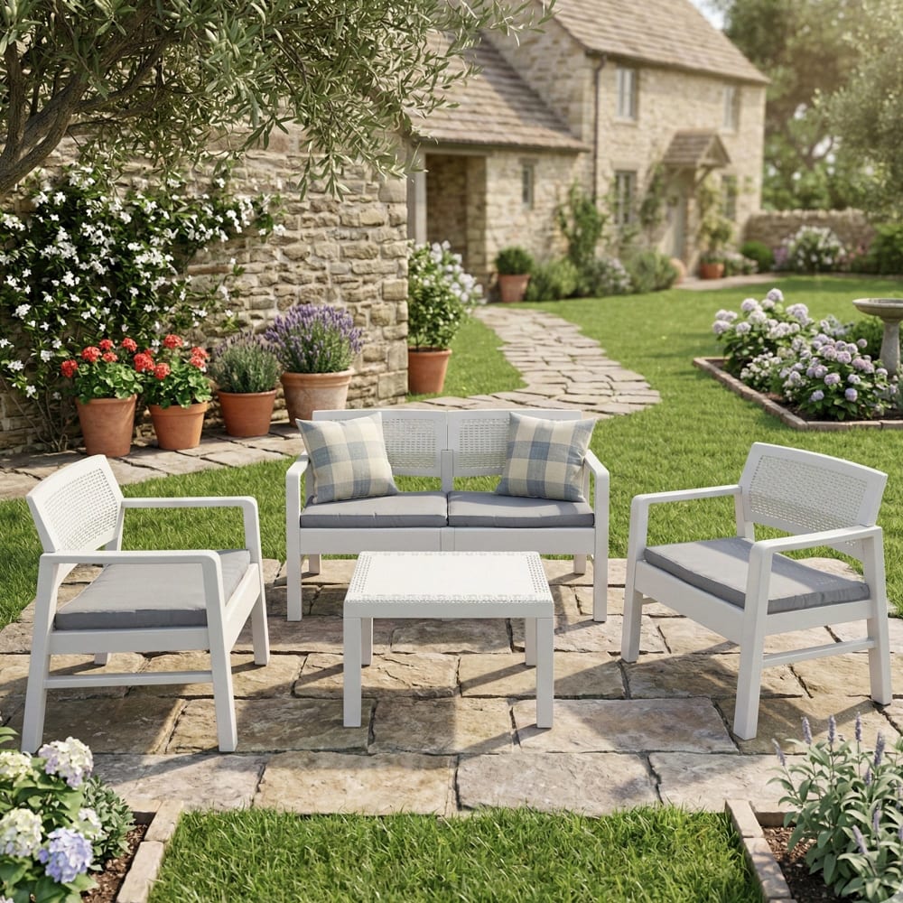 Set salon d'extérieur blanc 68x58h74 cm - Maisons du Monde