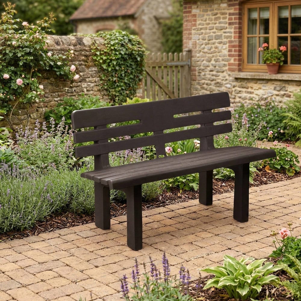 Banc d'extérieur anthracite 110x52h71 cm - Maisons du Monde