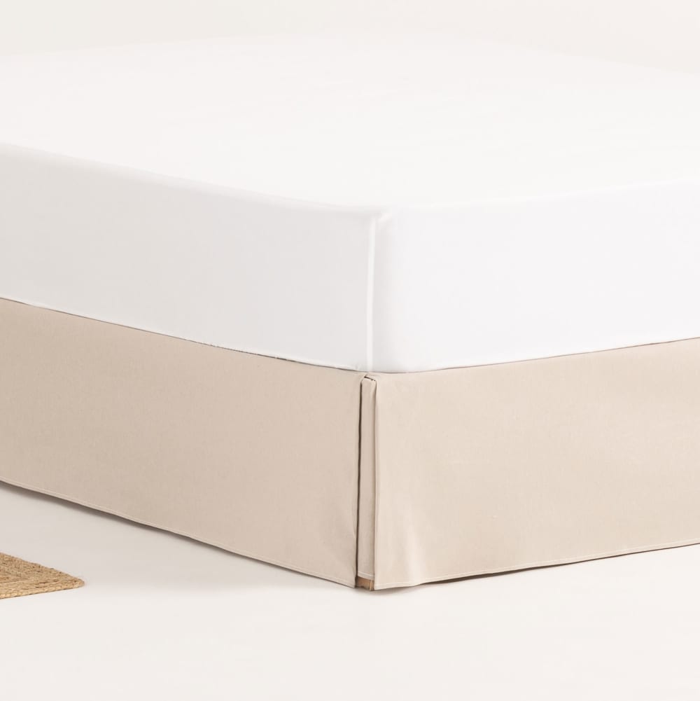 Bettrahmenbezug aus Baumwolle Höhe 30cm, 100x200cm, Beige -