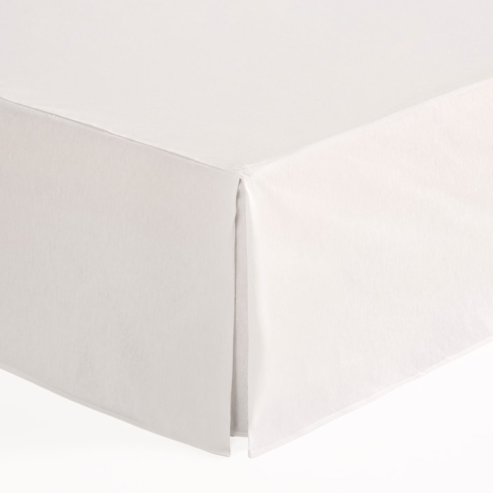 Cache-sommier uni en coton de 30 cm de haut blanc 80x200 cm