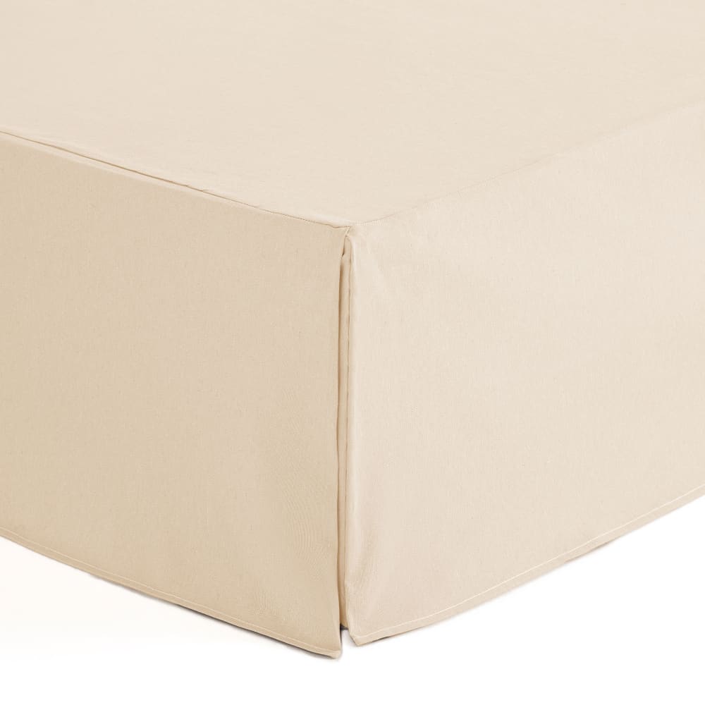 Cache-sommier uni en coton de 30 cm de haut écru 105x200 cm