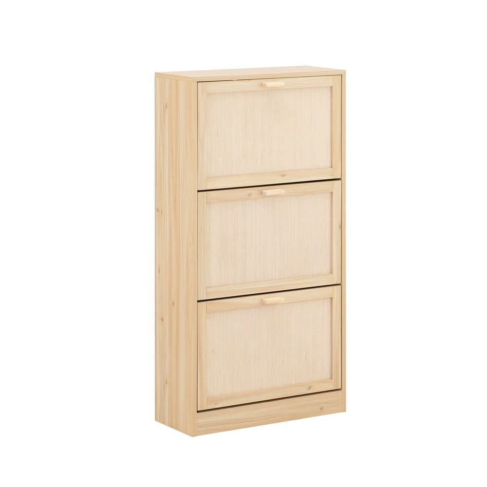 Schuhschrank Mit 3 TüRen Holzfarbe 24X59.99X118.01Cm Funktional