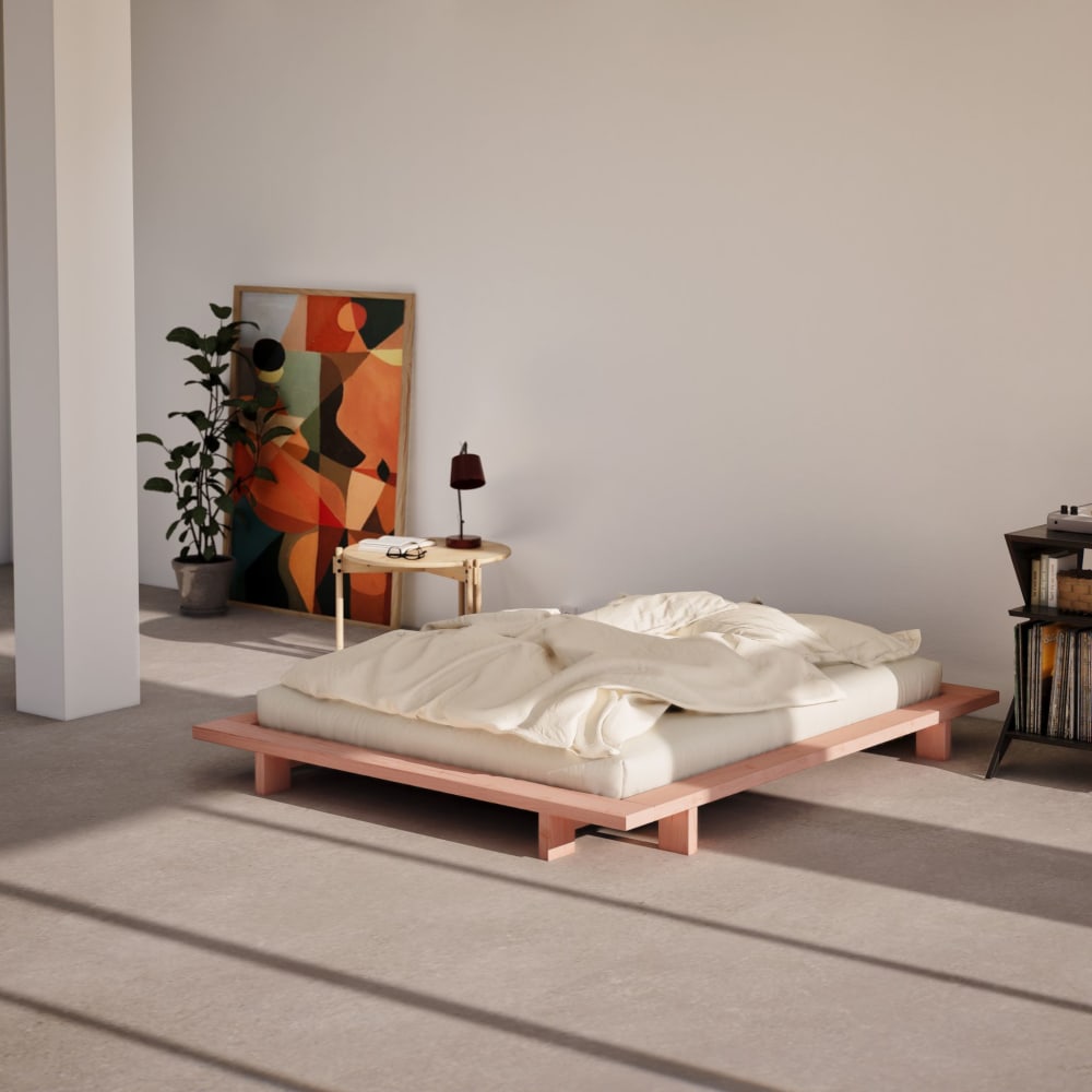 Lit futon japan en pin massif rose, avec sommier 180x200 - Maisons du Monde