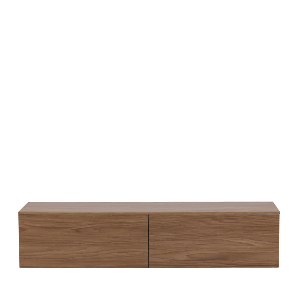 Meuble TV suspendu 2 tiroirs en bois L160cm - Bois foncé