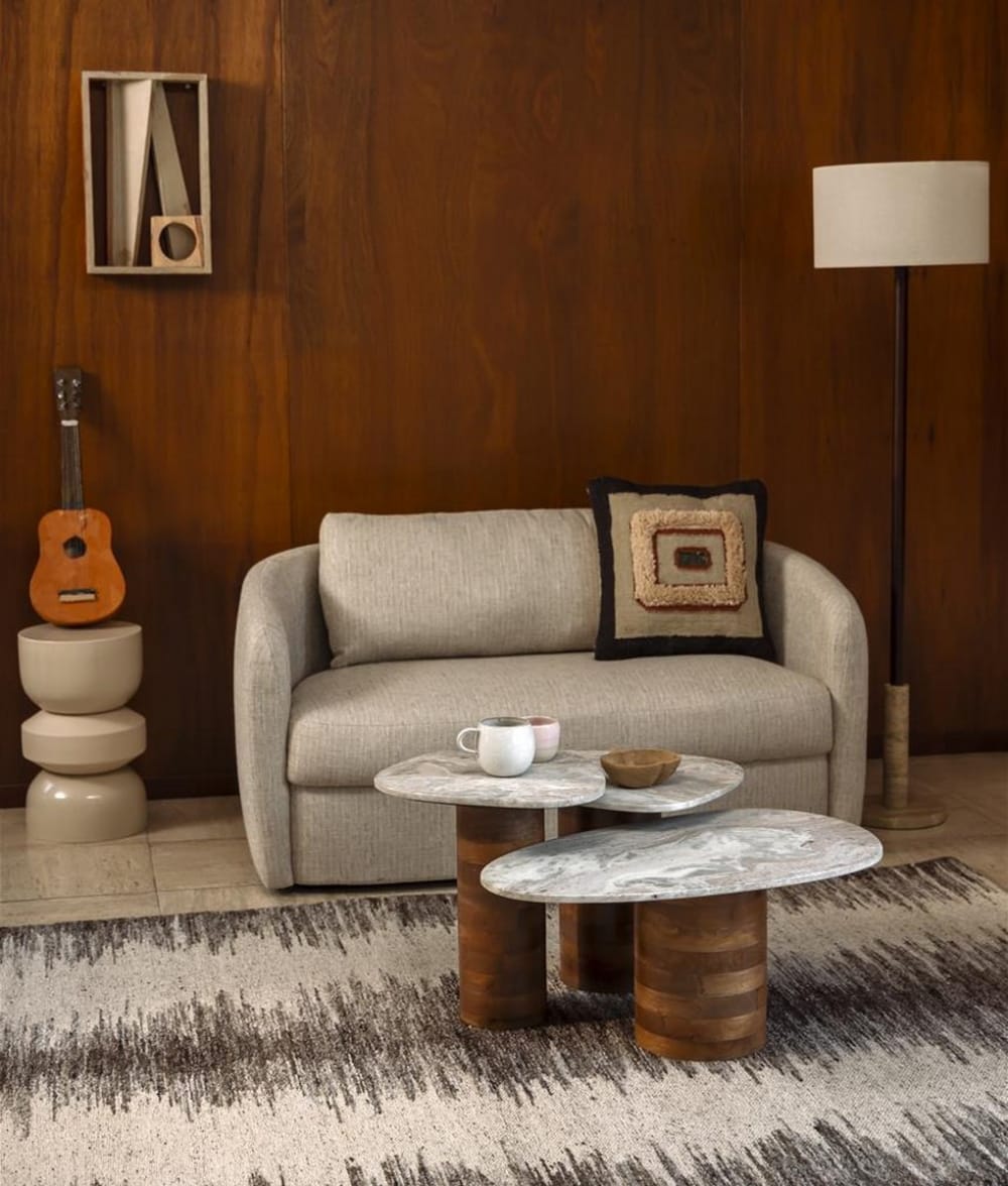 3-teiliges Tischset aus Holz und Marmor - Maisons Du Monde