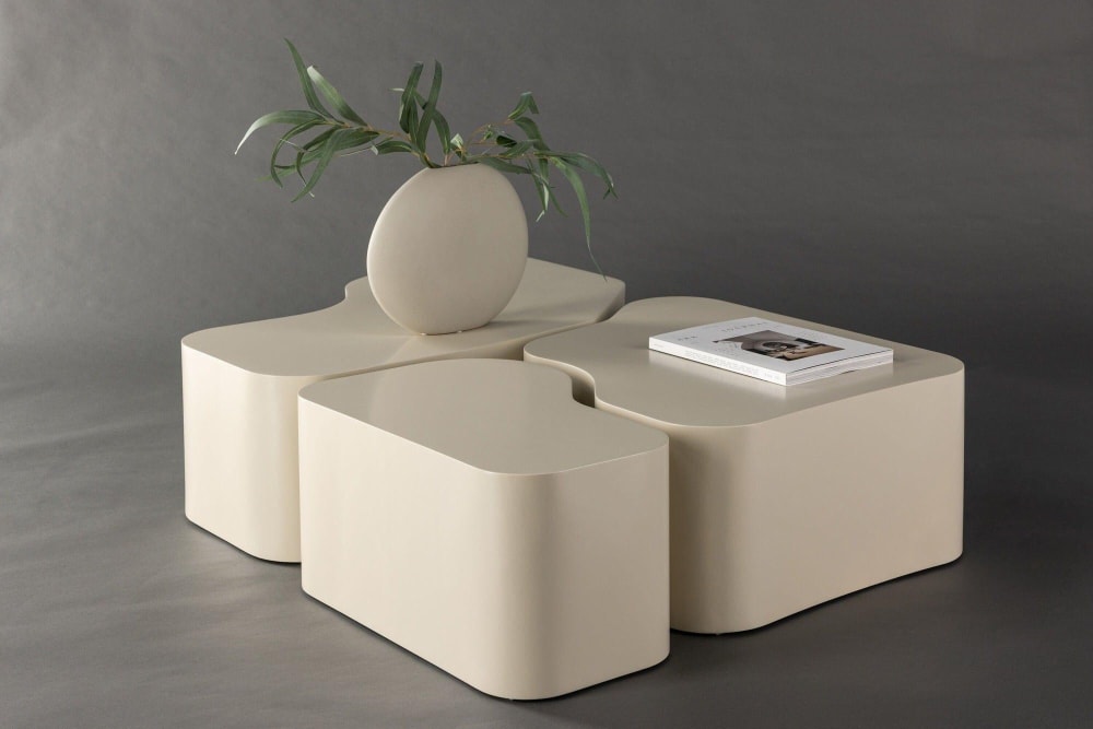 Lot de 3 tables basses organiques en bois 92x70cm - beige - Maisons du Monde