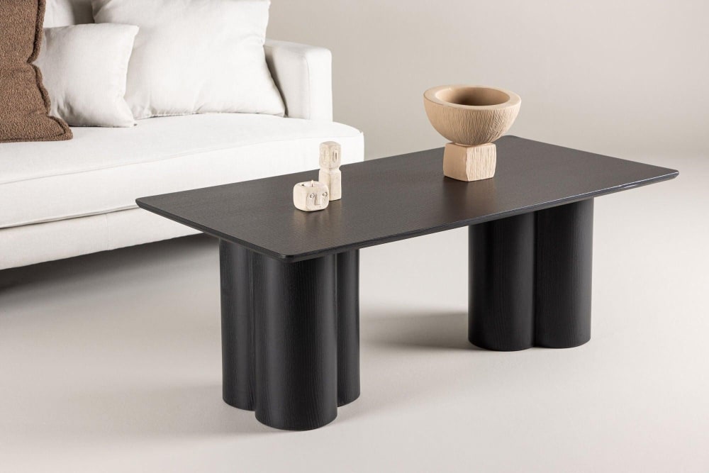 Table basse en bois 120x60cm - noir - Maisons du Monde