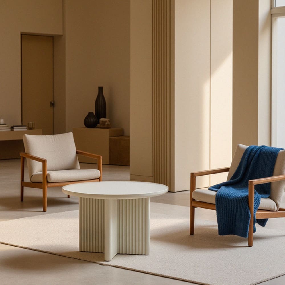 Table basse ronde en bois ø80cm - grège - Maisons du Monde