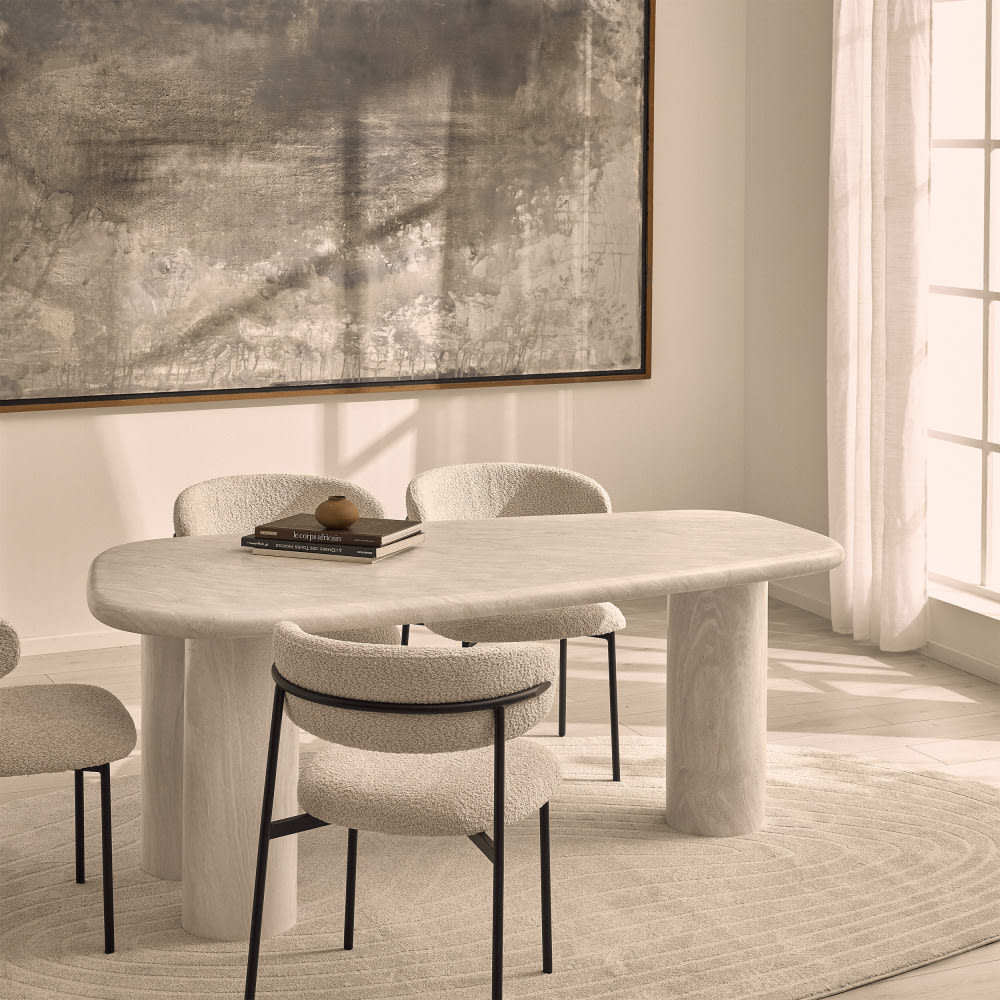 Table à manger 6 places en effet travertin - beige - Maisons du Monde