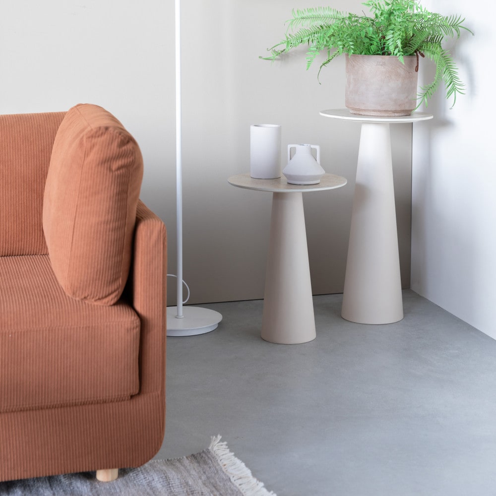 Table d'appoint ronde effet travertin ø40cm h52cm - beige - Maisons du Monde