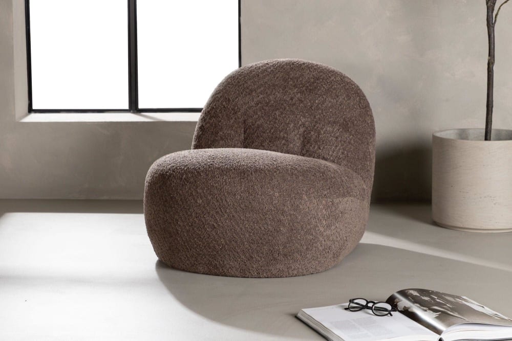 Loungesessel Omaha aus Teddy Bouclé, Braun - Maisons Du Monde