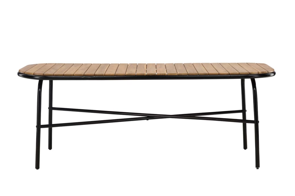 Table de jardin 200x90cm en bois et métal noir
