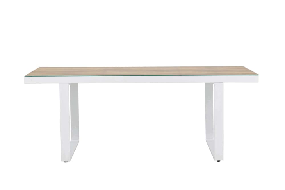 Table à manger d'extérieur blanche vitré