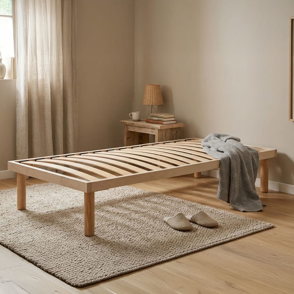 Einzelbettgestell aus grauem Holz, 80 x 190 x 32 cm - Maisons Du