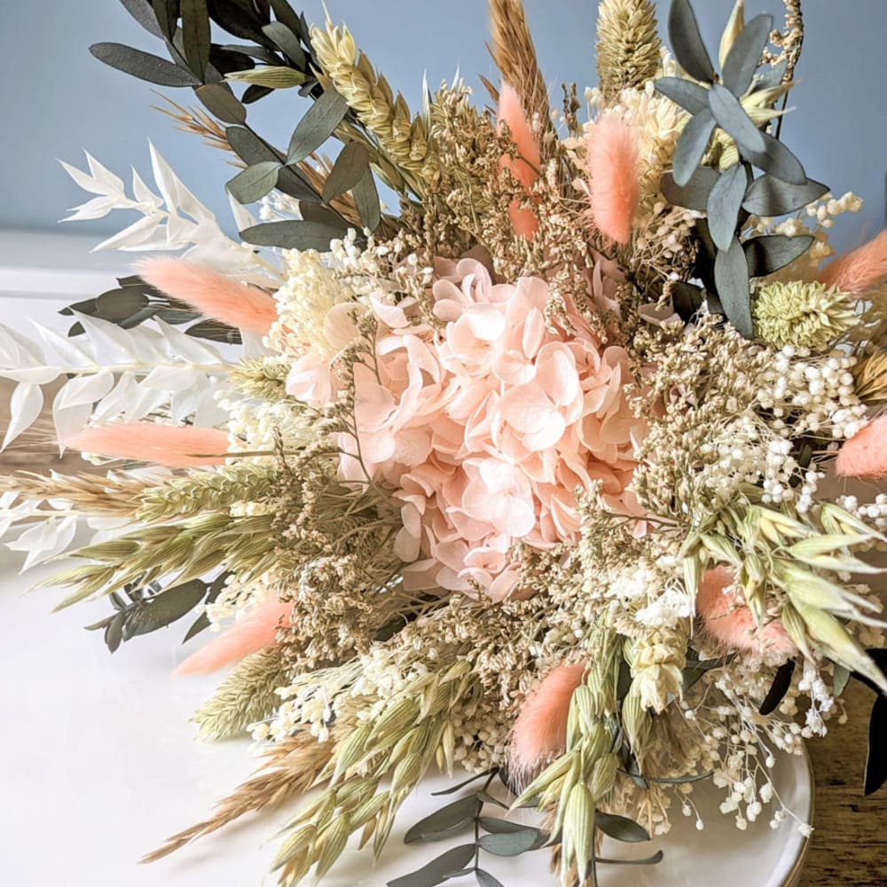 Réconciliation Végétale Bouquet de fleurs séchées S LUCETTE style campagne Rose Fibres Naturelles