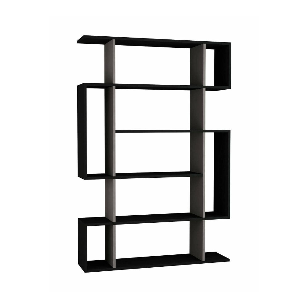 Dmora Anthrazit-beiges Bücherregal in Holzoptik, 110 x 26 x 161 cm style classic chic Schwarz Holz