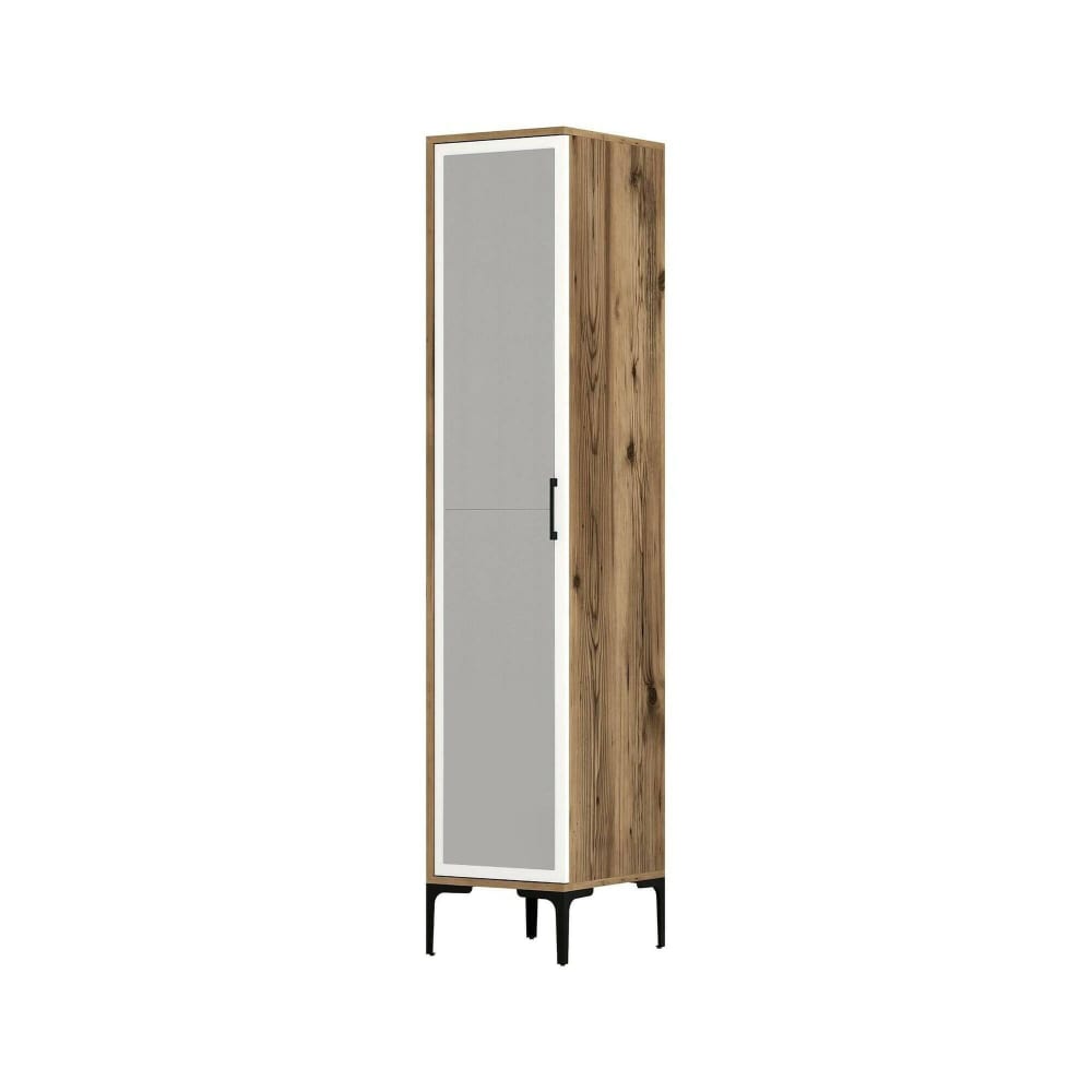 Armoire polyvalente 1 porte effet bois beige, blanc 40x201  cm