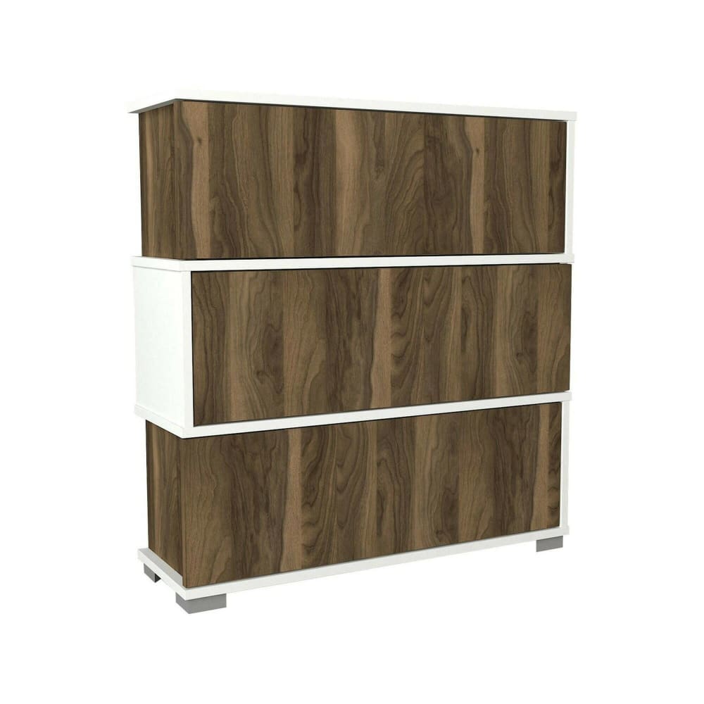 Dmora Schuhregal in weißer Holzoptik, Walnuss 90x30h93 cm style modern Braun Holz