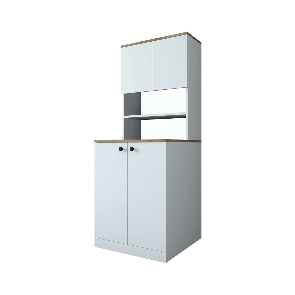 Dmora Großer Mehrzweckschrank mit weißem Holzeffekt, Walnuss 70x73h184 cm style classic chic - Holz