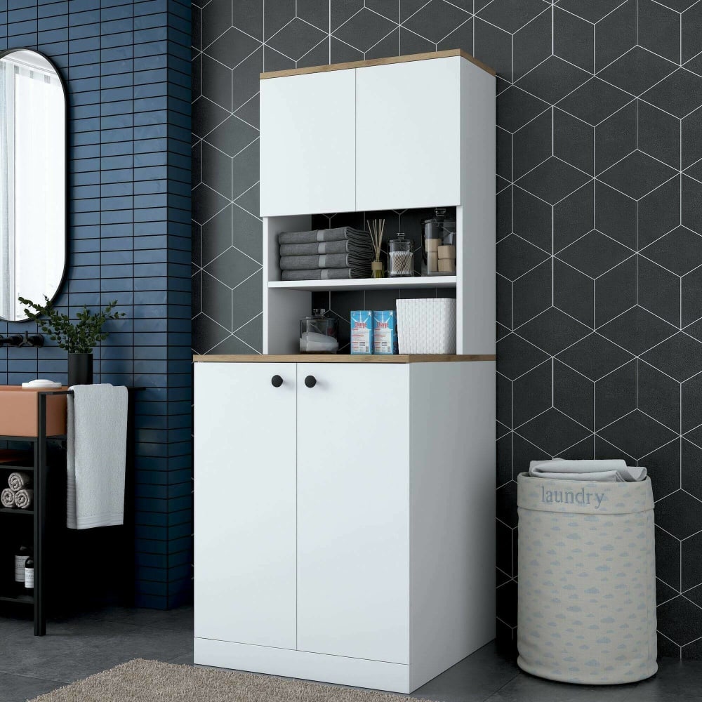 Armoire polyvalente effet bois blanc et beige 70x73h184 cm - Maisons du Monde