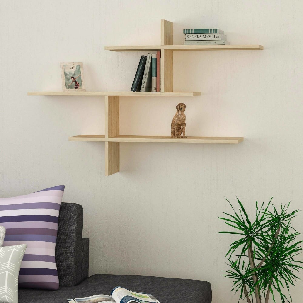 Etagère effet bois beige 123x22h81 cm