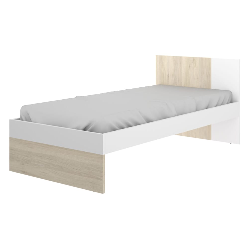 Lit d'enfant effet bois beige, blanc 196x97 cm