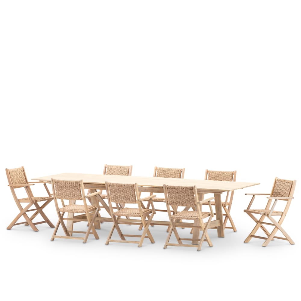 Set de repas jardin 8 places table extensible en bois 220/300x100