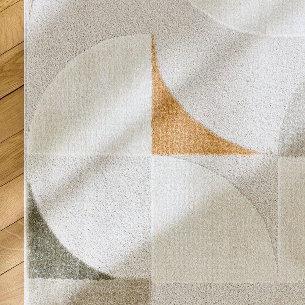 sweeek Indoor-Teppich mit Retro-Muster und Kurzflor 120 x 170cm style modern Beige Pes - Polyester