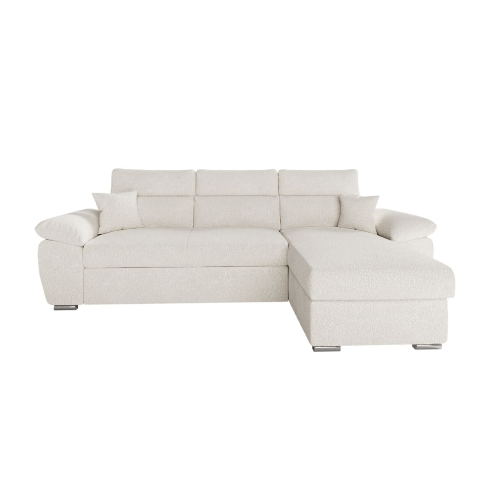 Canapé d'angle reversible convertible en tissu bouclette - Blanc