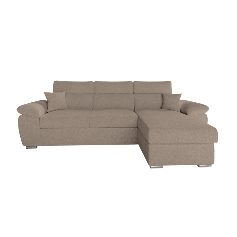 Canapé d'angle reversible convertible en tissu bouclette - Taupe