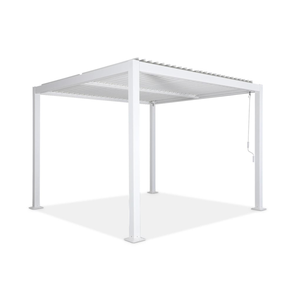 Pergola bioclimatique aluminium et acier 3x3m blanc