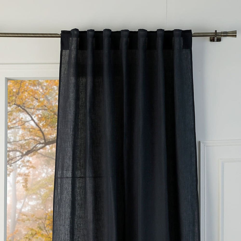 Rideau à passant lin lavé fusain 140x290