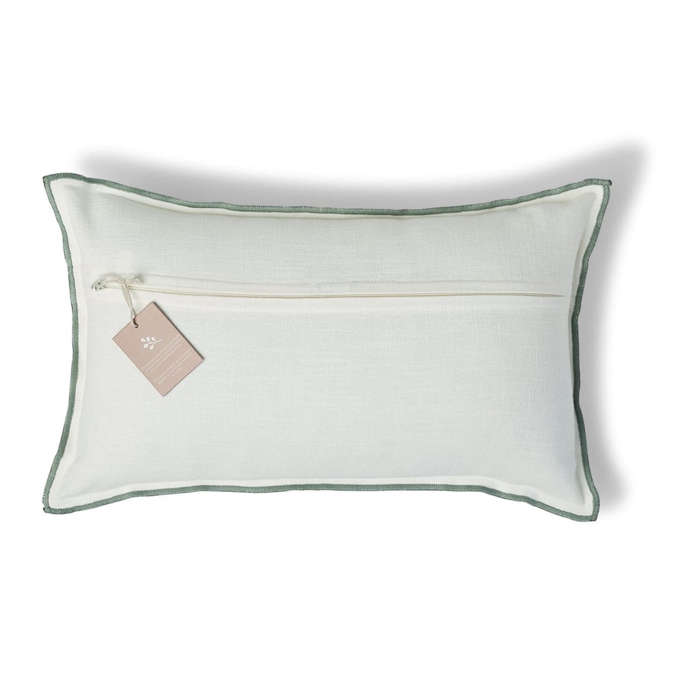 Housse de coussin toile de coton 50x30 blanc & vert céladon — vue 4