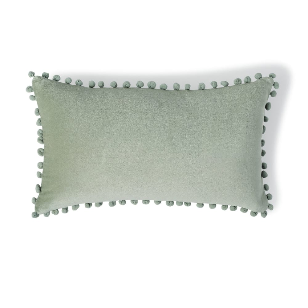 Housse de coussin velours de coton céladon 50x30