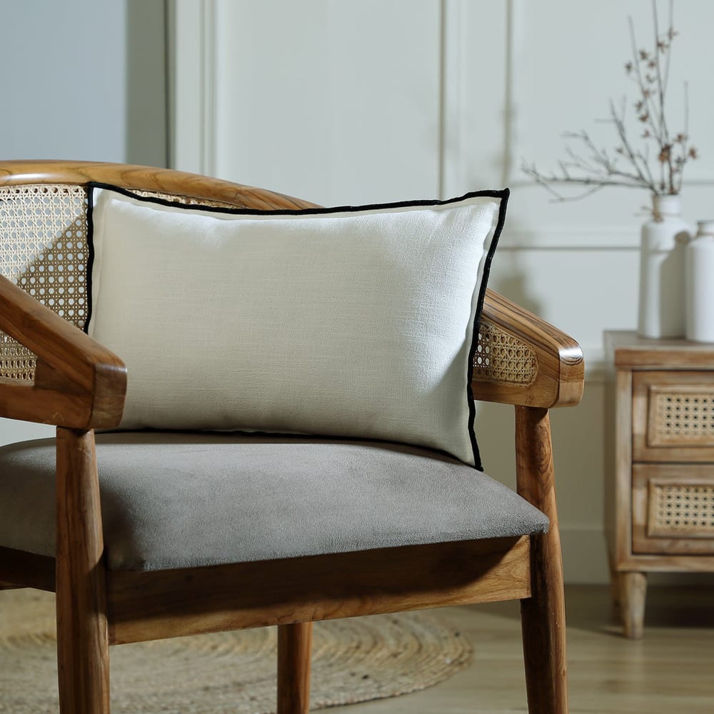 Housse de coussin toile de coton 50x30 blanc & noir — vue 3