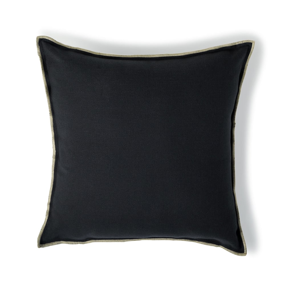 Febronie Housse de coussin toile de coton 50x50 fusain & sable style classique chic Gris Certifié Oeko-Tex