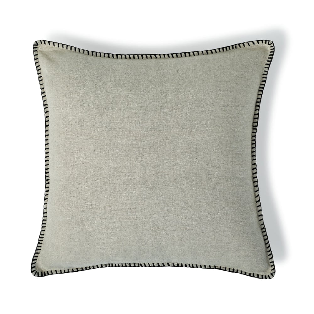Febronie Kissenbezug aus Leinen 50x50 Naturbeige / schwarz style classic chic Öko-Tex Zertifikat - Leinen